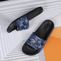 Men's Camo Lightweight Non Slip Open Toe Slides for Beach Summer