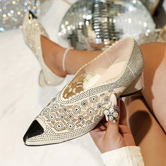 Women's Metallic Low Heel Lace Up Pumps
