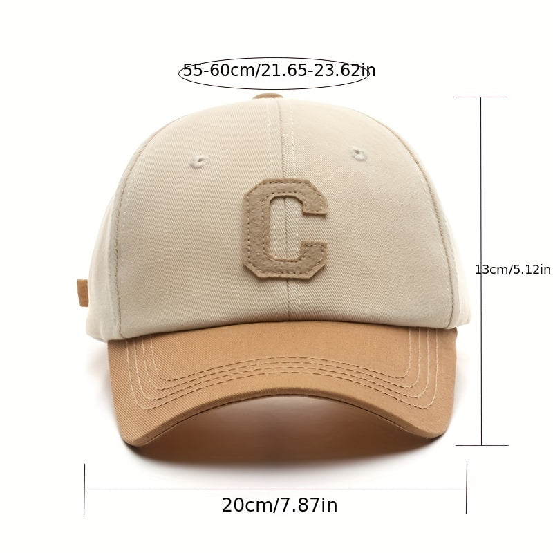Unisex Cotton Baseball Cap Snapback Hat C Patch Sun Visors Caps