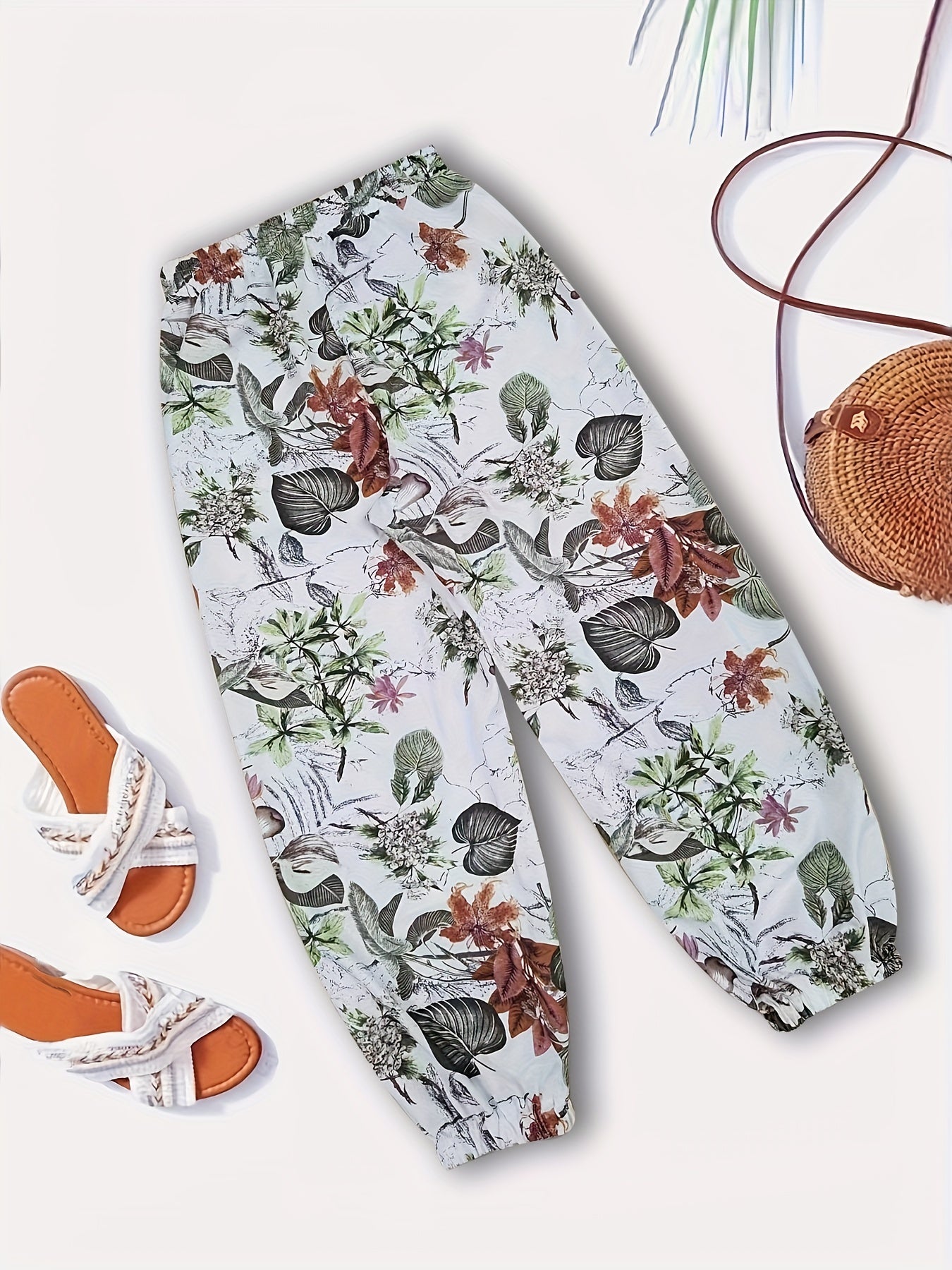 Floral Print Wide Leg Pants Summer Casual Women's Clothing