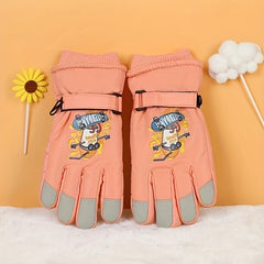 Kids Cartoon Ski Gloves Waterproof & Windproof Warm Gloves Age 8-11