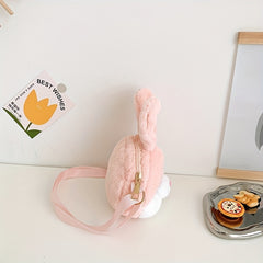 Rabbit Shoulder Bag For Girls Plush Crossbody Coin Purse Wallet