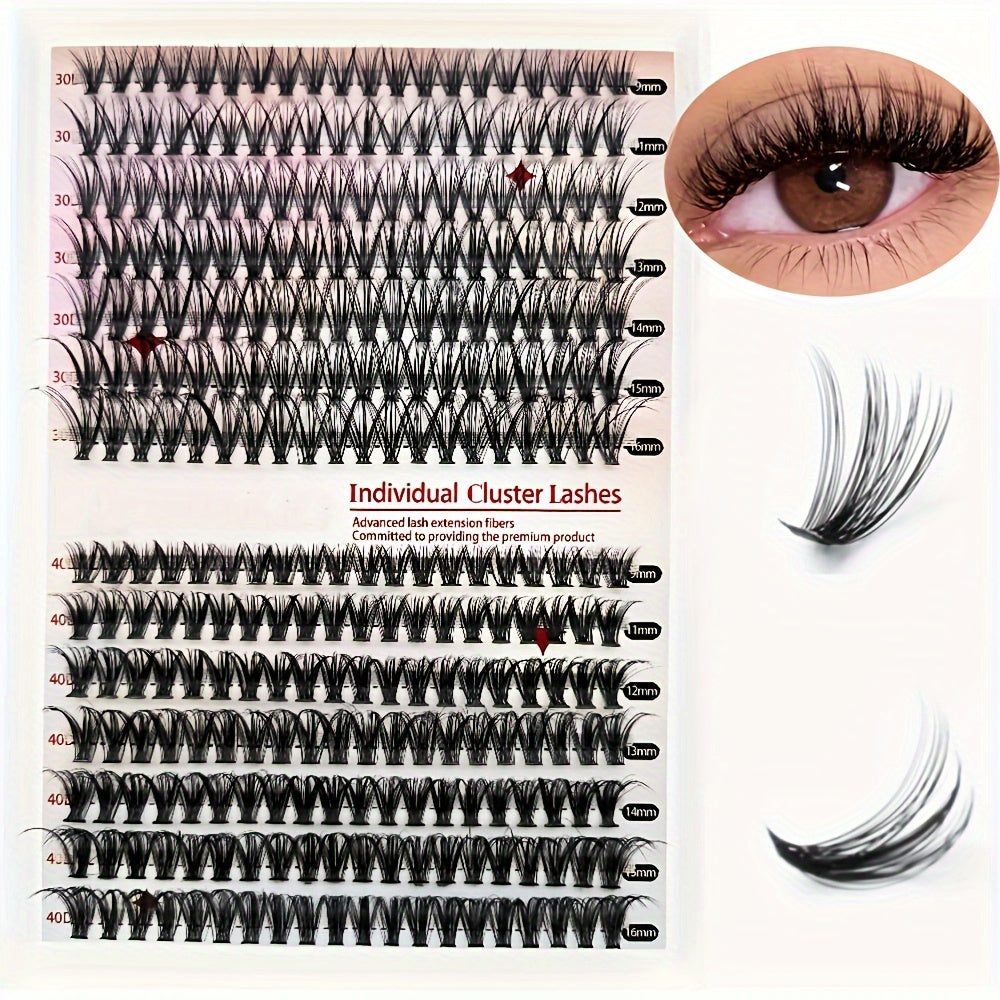 280 Pcs Cluster Lashes DIY Individual Lashes D Curling Fluffy False Eyelashes