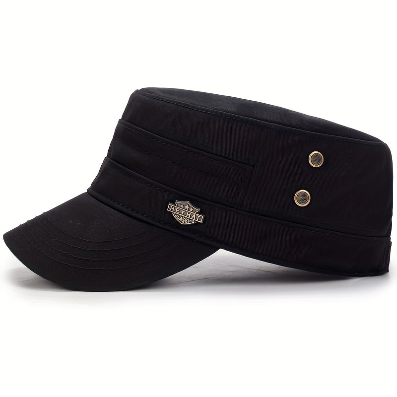 Iron Label Flat Top Hat Shield Label Hat