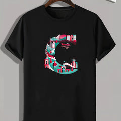 Cartoon Painting Print Men's Graphic T-shirt for Summer