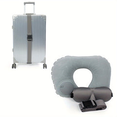 3pc Travel Set Luggage Strap, Eye Mask, U-shaped Pillow Portable Accessories