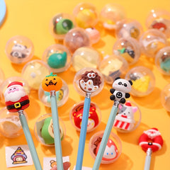 Round Transparent Starry Sky Ball Twist Egg Toy Pen Cover Small Gift for Kids