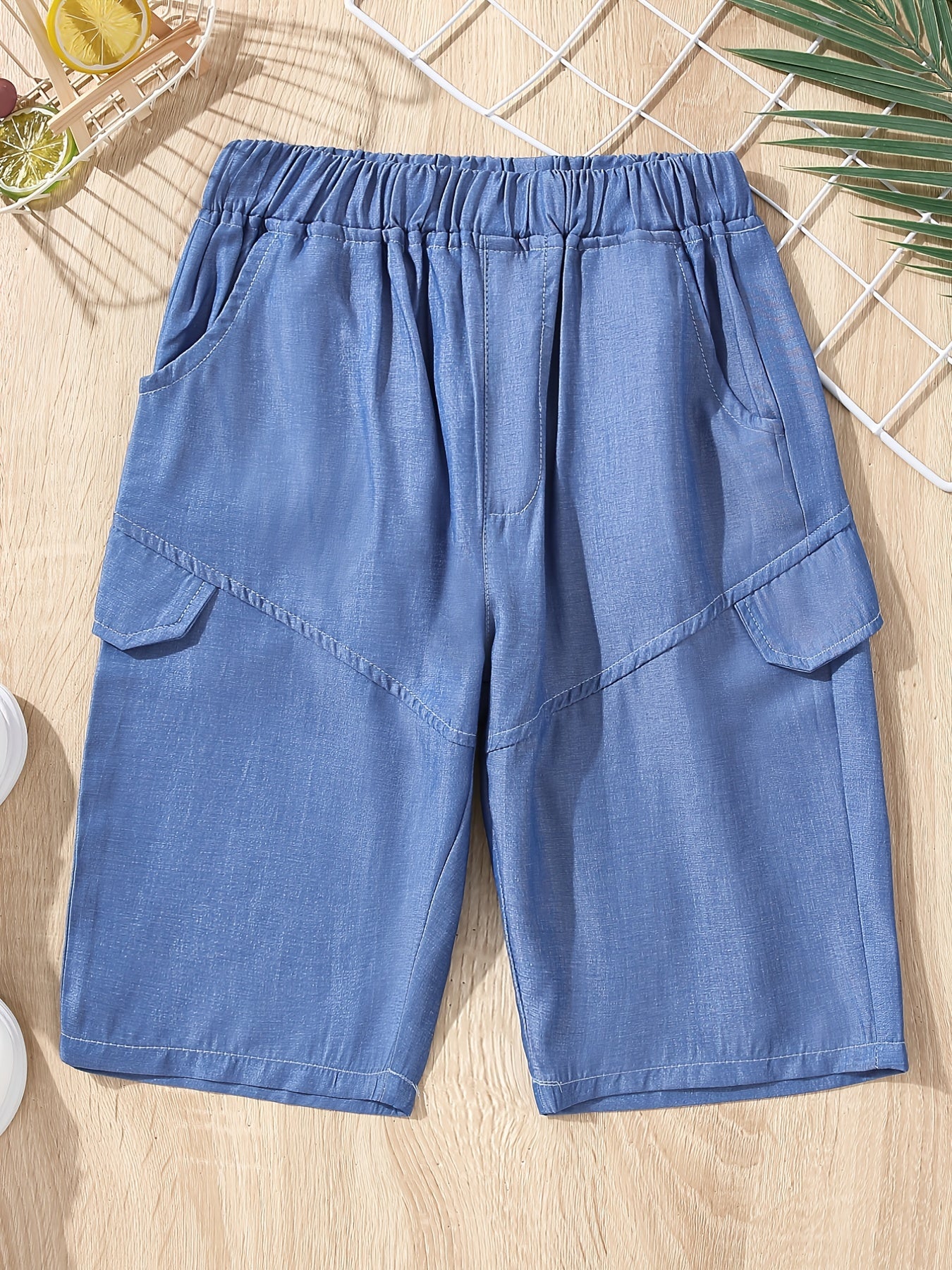 Boys Casual Elastic Waist Shorts with Pockets