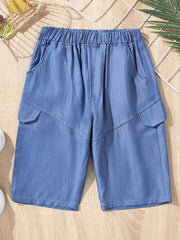 Boys Casual Elastic Waist Shorts with Pockets