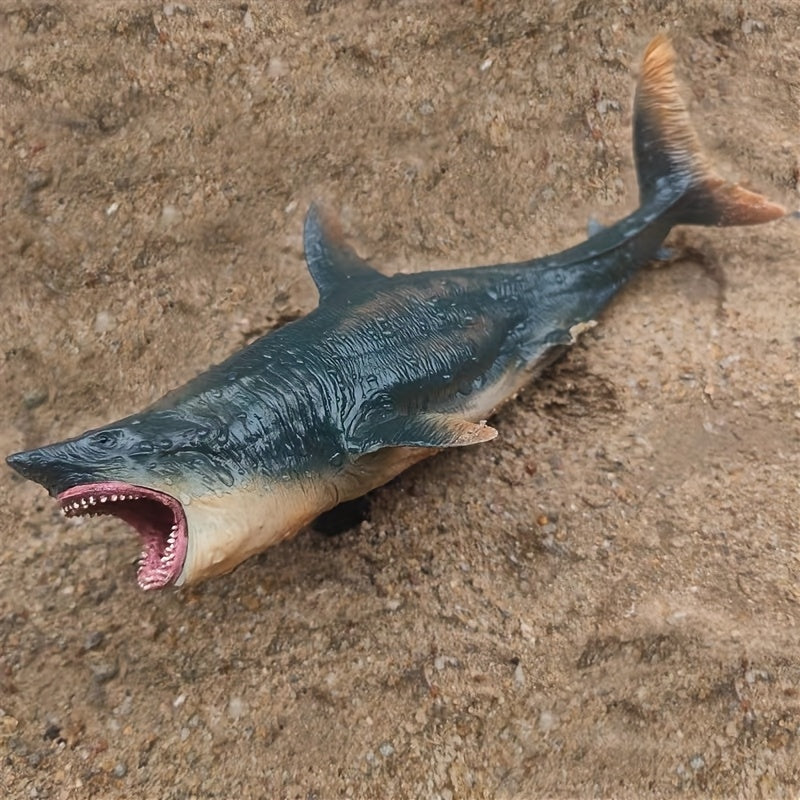 Realistic Shark Model Bite Resistant PVC Collectible Toy w/ Detailed Markings