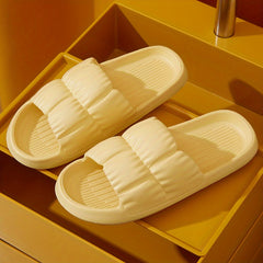 Women's Soft Pillow Slides Open Toe Slippers Comfortable Non slip Indoor Shoes