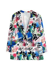 Graffiti Print Long Sleeve Blazer