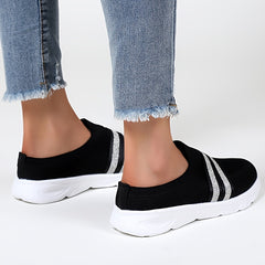 Glitter Slip On Flat Sneakers Casual Walking Trainers