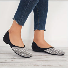 Pearl Flat Slip-On Square Toe Casual Shoes Lightweight