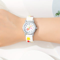 Girls Colorful Flowers Watch With Silicone Band