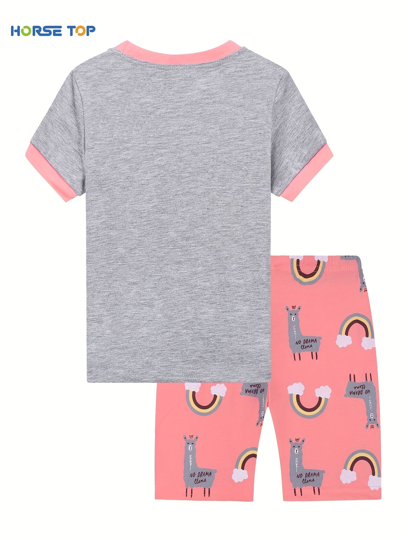 2pcs Toddler Girls Alpaca & Rainbow Graphic Pajama Set