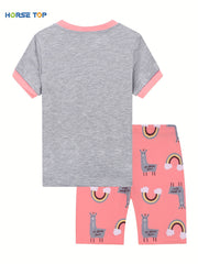2pcs Toddler Girls Alpaca & Rainbow Graphic Pajama Set