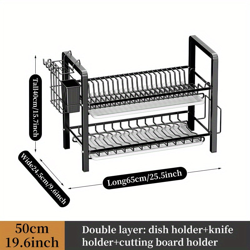 Foldable Kitchen Dish Rack with Chopstick Holder & Cutting Board Holder