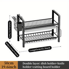 Foldable Kitchen Dish Rack with Chopstick Holder & Cutting Board Holder