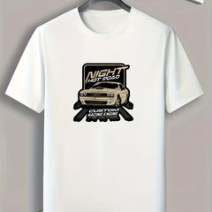 Car Pattern Print Men's Sports T-shirt for Fitness
