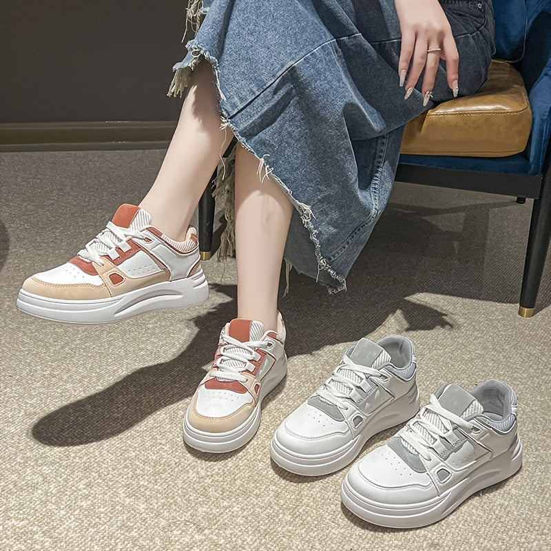 Platform Skate Shoes Round Toe Lace Up Sneakers