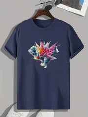 Colorful Animal Print Men's Graphic T-shirt for Summer