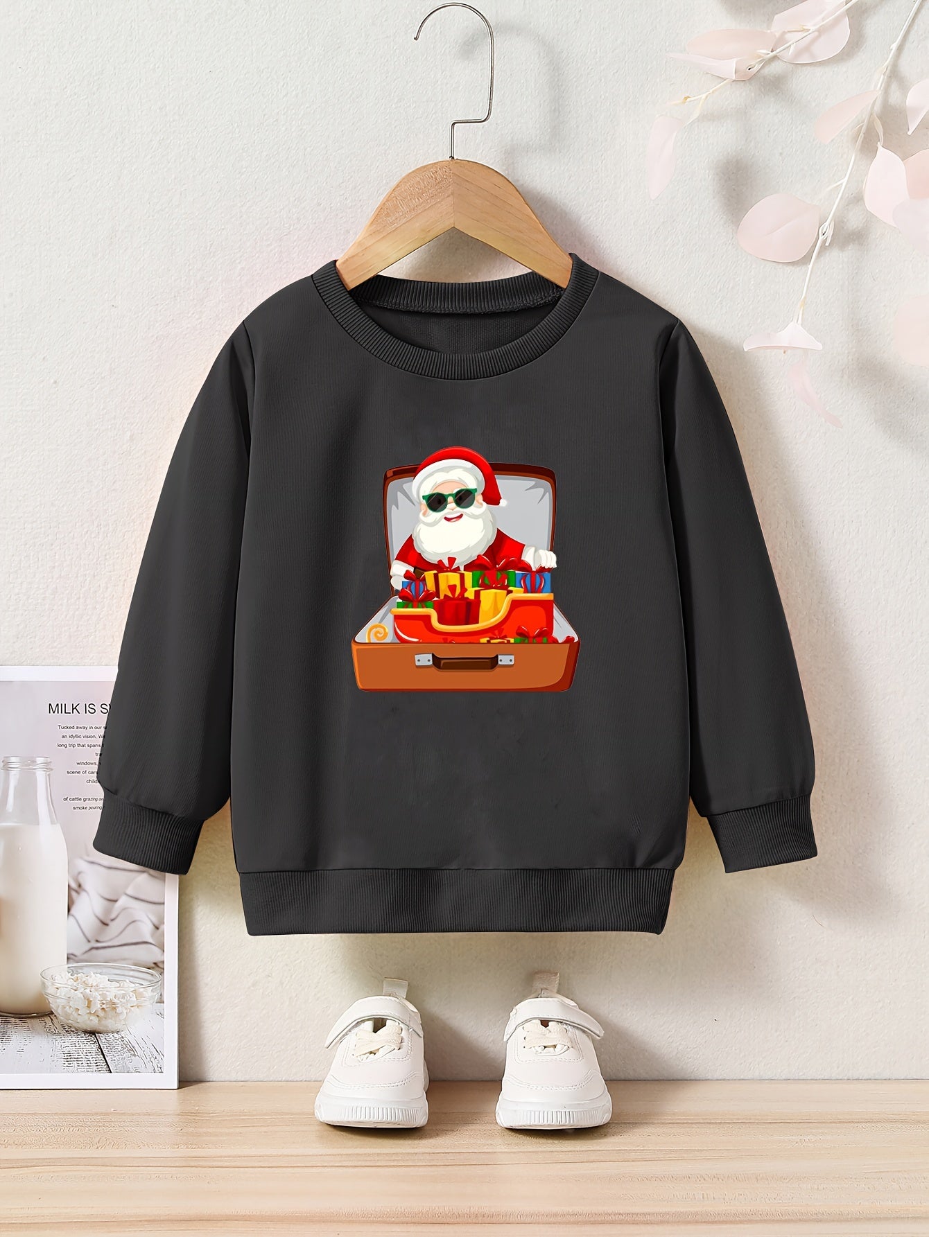 Santa In The Box Girls Sweatshirt Fall Winter