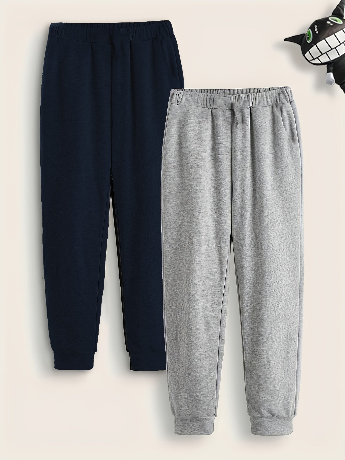 2 Boys Drawstring Active Sweatpants Solid Jogger Sports Pants