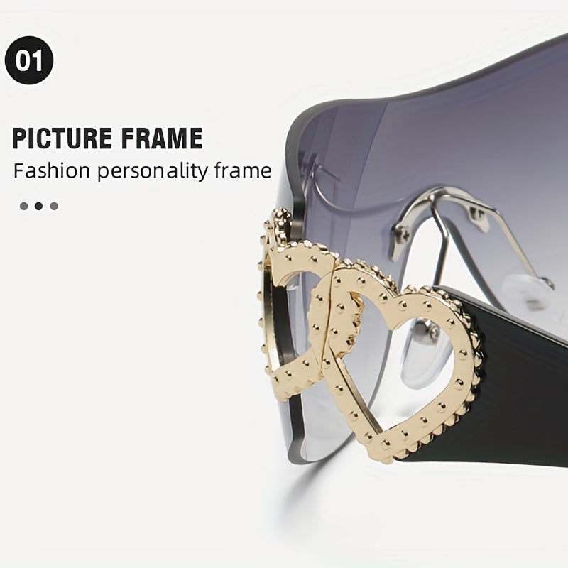 Y2K Sunglasses Rimless Gradient Lens Oversized Futuristic Eyewear UV400