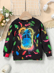 Graffiti Girls Crew Neck Pullover Sweatshirt
