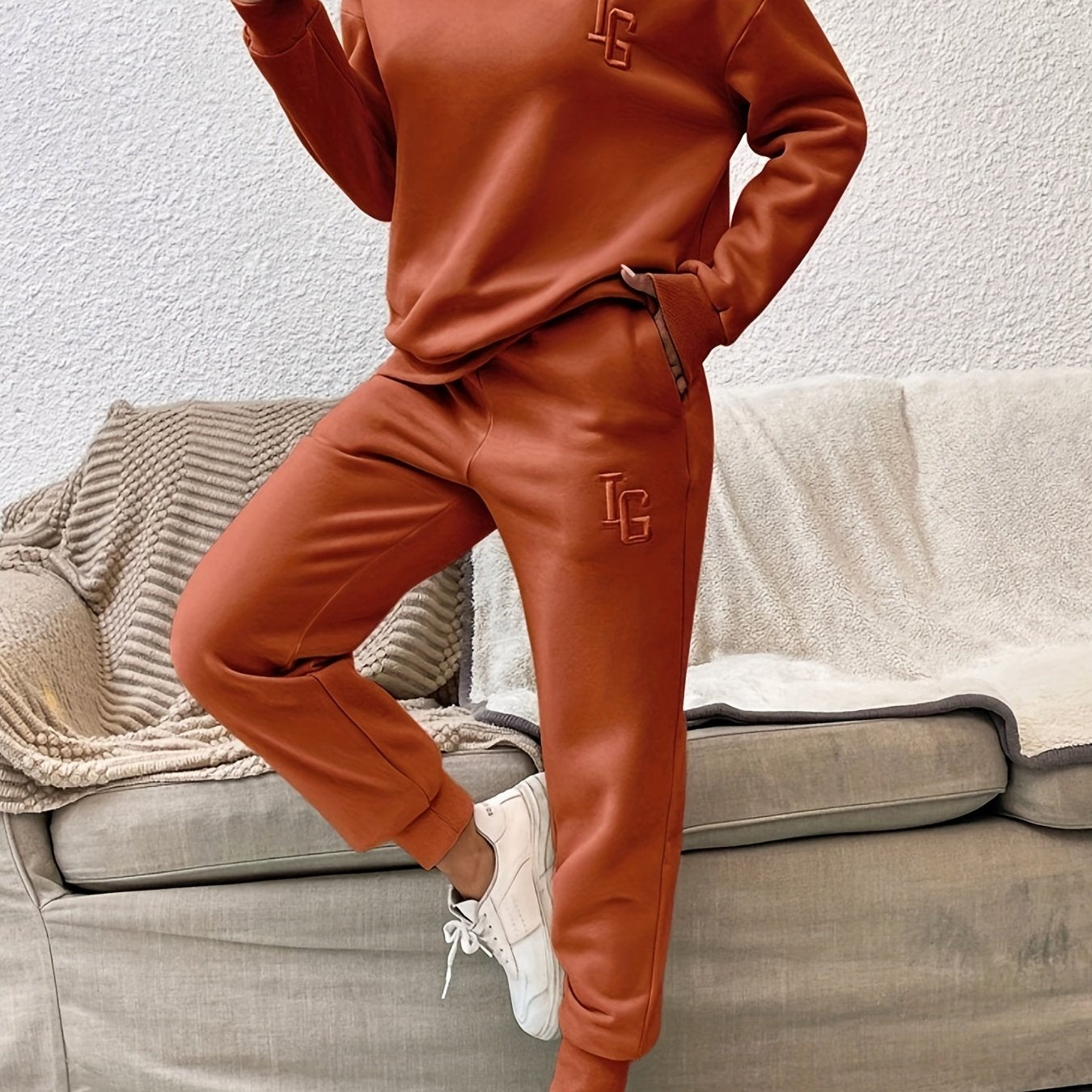 Casual Letter 2pc Set Sweatshirt & Jogger Pants Women's Outfit