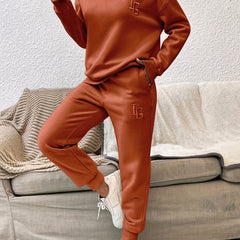 Casual Letter 2pc Set Sweatshirt & Jogger Pants Women's Outfit