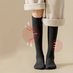 4 Pairs Solid Calf Socks Warm Knee High Women's Stockings