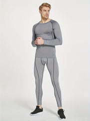 Men's Compression Long Sleeve T-Shirt High Stretch Crew Neck - Fitness Training