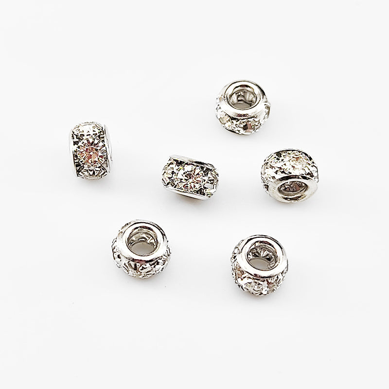 20 Pcs Round Beads Inlaid Rhinestone for DIY Jewelry Making