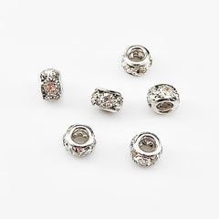 20 Pcs Round Beads Inlaid Rhinestone for DIY Jewelry Making