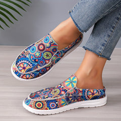 Women's Colorful Printed Slip On Canvas Flat Shoes