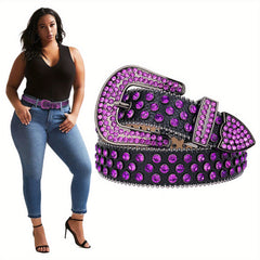 Purple Rhinestone Belt Western Cowgirl Cowboy Bling Waistband