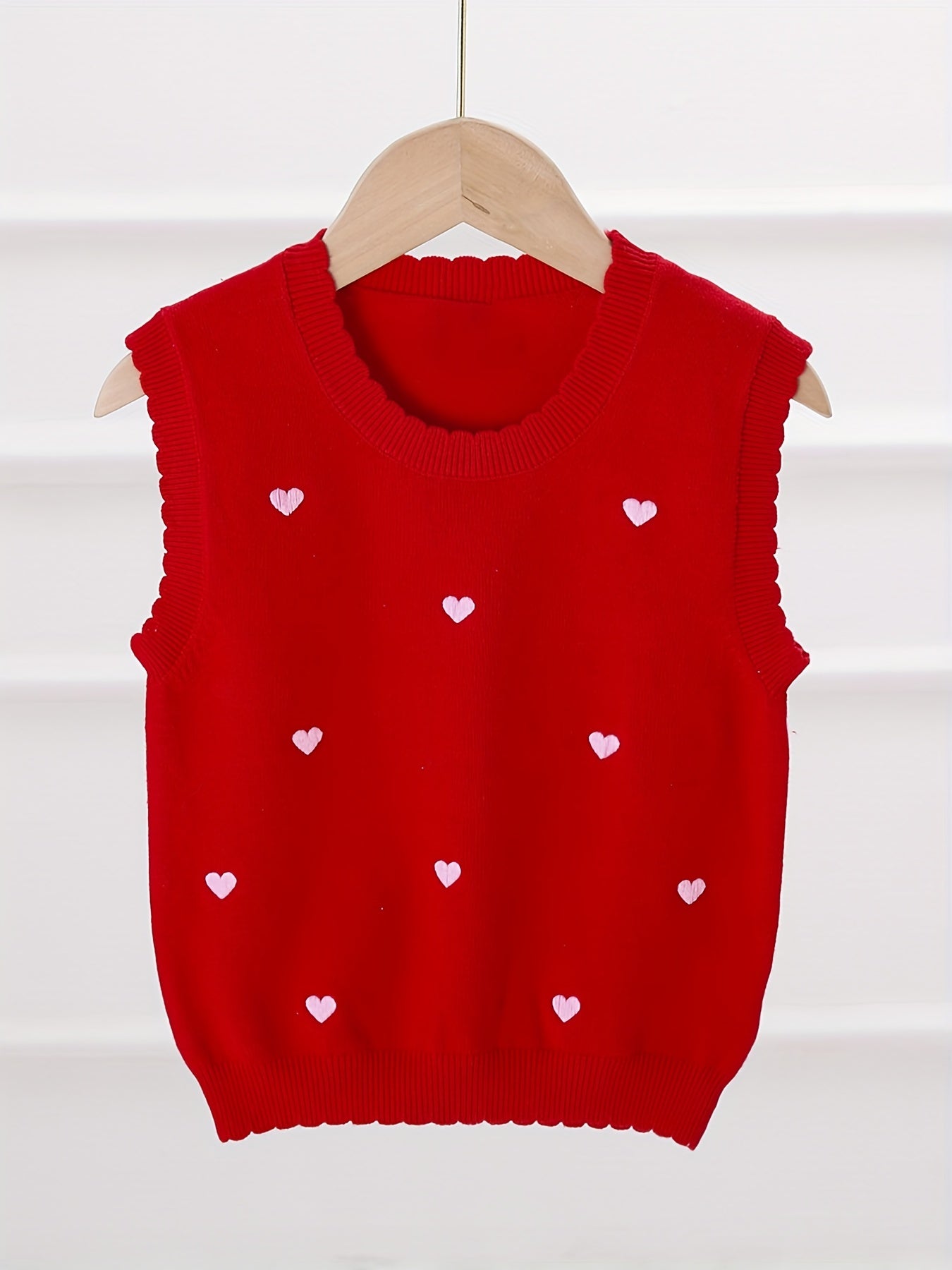Kids Crew Neck Embroidered Sweater Vest - Various Colors