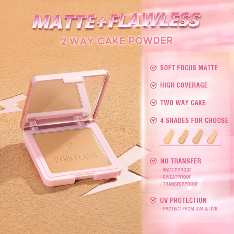 PINKFLASH Matte Powder Cake - High Coverage Lightweight
