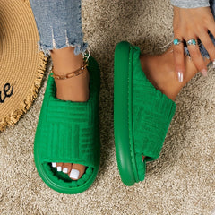 Women's Solid Platform Slippers Casual Slip On Towel Shoes