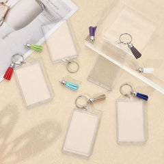 5pcs DIY Rectangle Keychain Picture Frame with 5 Tassels