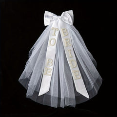 Bridal Veil Rhinestone Bride Bow Tulle Headpiece for Bachelorette Bridal Showers