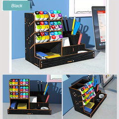 Desktop Wood Bookshelf File Organizer DIY Pen Holder