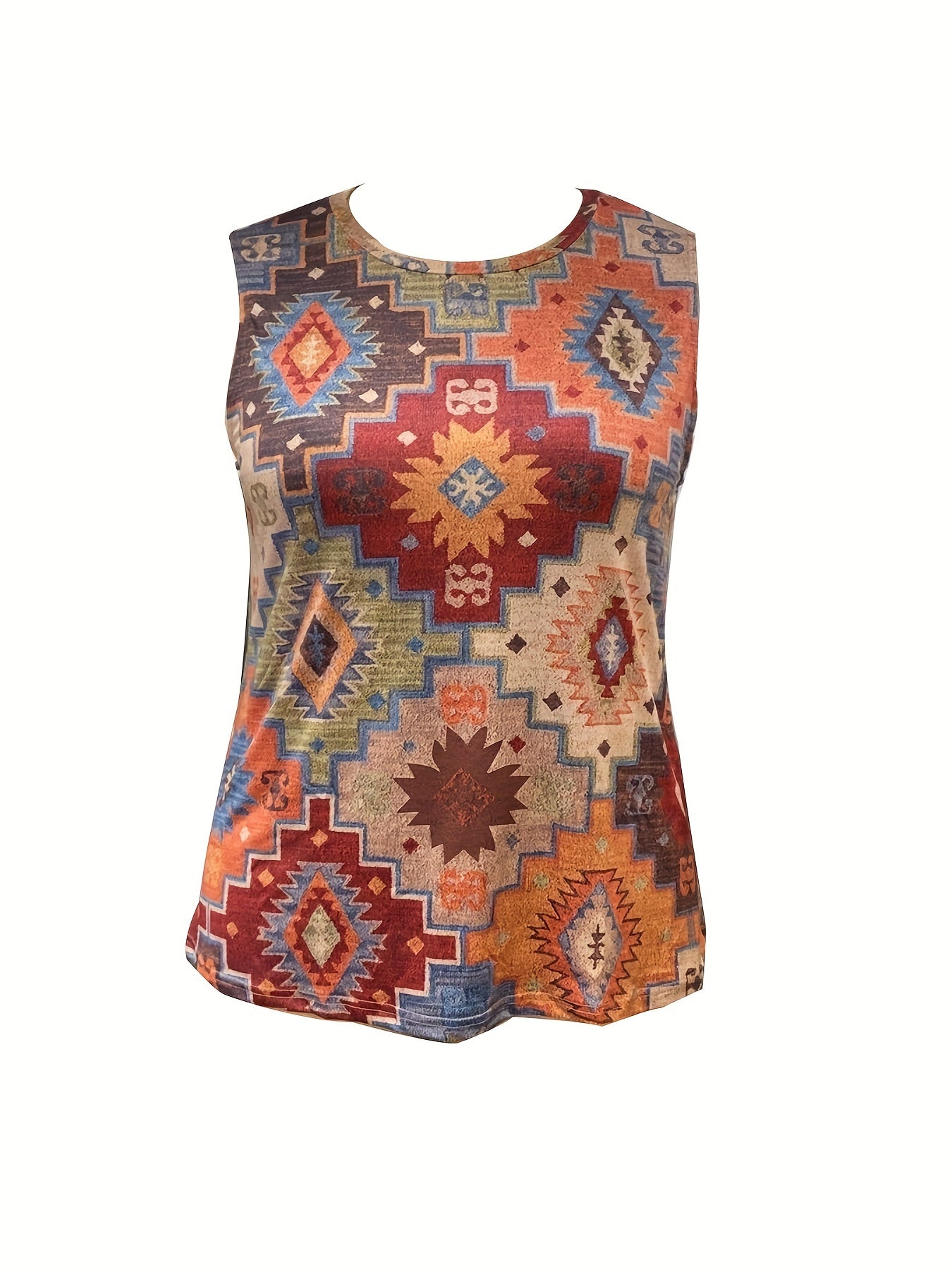 Casual Tank Top Women's Plus Allover Print