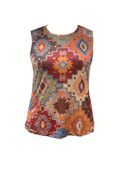 Casual Tank Top Women's Plus Allover Print