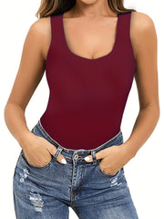 Solid Crew Neck Tank Top Casual Sleeveless Tank Top For Summer Women's Clothing