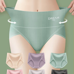 6pcs Striped Fabric Briefs Mid Waist Cotton Panties