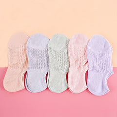 5 Pairs Mesh Invisible Socks Breathable Low Cut Ankle Socks Women's Stockings