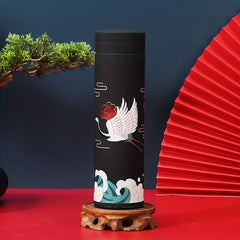 Auspicious Clouds Crane Pattern Insulated Water Bottle 500ml